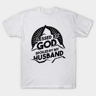 'Blessed  By God Spoiled By Husband' Christians Cross T-Shirt